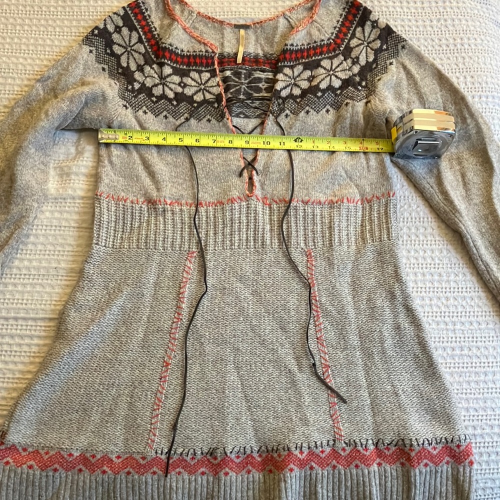 EUC Free People Size Medium Nordic Snowflake Fair Isle Sweater Dress
